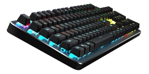 Imagen 3 de 5 de Teclado gamer Meetion MK007 QWERTY Meetion Blue español color negro con luz RGB