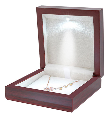 Caja De Regalo De Collar Con Luz Led De Madera Caja De