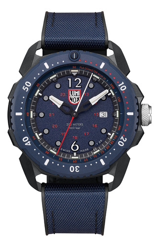 Reloj de pulsera Luminox Ice Sar Arktic 1050 Series XL.1053 de cuerpo color azul, análoga, para hombre, con correa de silicona color azul, bisel color azul