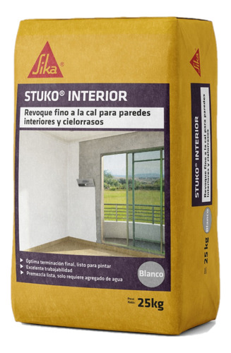 Stuko Interior Revoque Fino A La Cal X 25 Kg