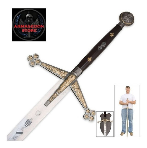 Espada Claymore 141cm Escocesa Templario Medieval Masonica (Usado)