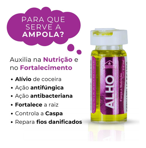 24 Ampolas Alho 2,8ml Dermabe Ação Anti Caspa E Anti Coceira