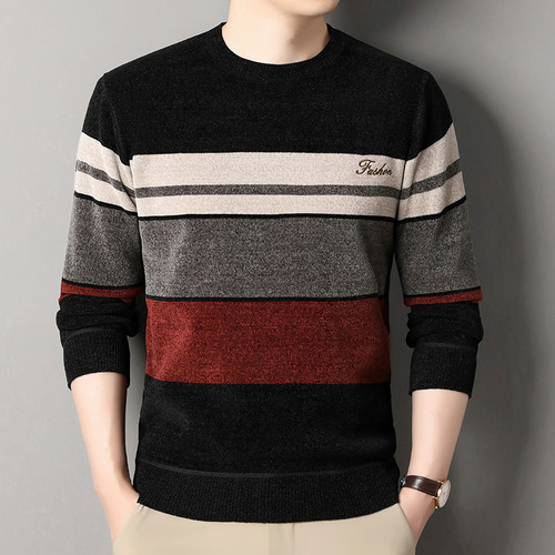 Suéteres De Chenilla Para Hombre, Punto, A Rayas, Para Hombr