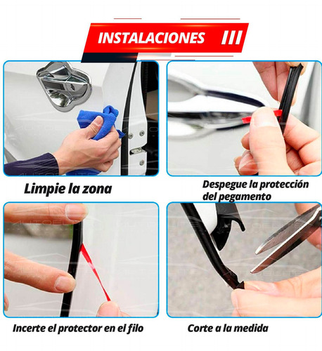 Imagen 8 de 10 de Cinta Protector Filo De Puertas Para Auto 5 Metros Colores