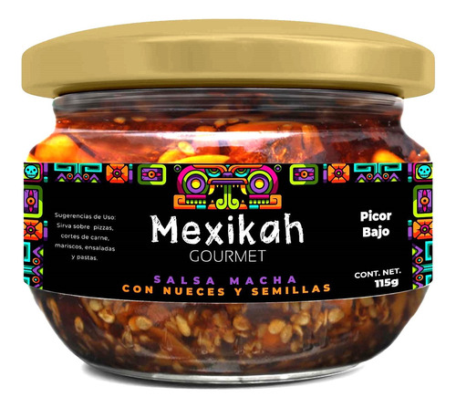 Salsa Macha Nueces Y Semillas Ajonjolí Mexikah Gourmet 115g