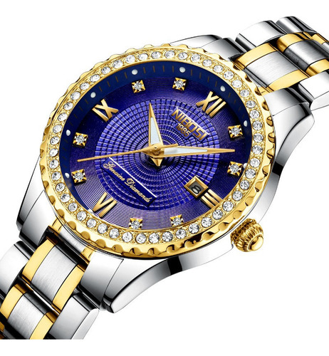 Reloj Elegante De Lujo Nibosi Para Mujer Con Diamantes