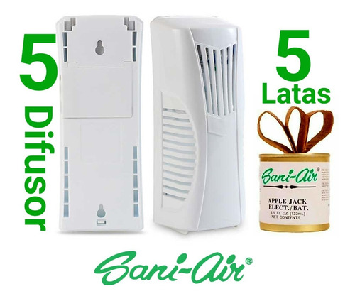 Pack 5 Difusores Eléctricos + 5 Latas Aromáticas Sani Air 