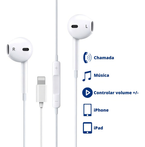 Fone de Ouvido Agold FN-A62 Lightning Cor Branco