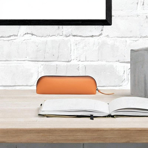 D Estuche De Lápiz De Cuero Soporte For Gradiente De Caqui