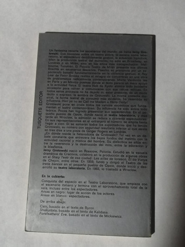 Teatro Laboratorio. Jerzy Grotowsky. 2a Edición 1971 (Usado)