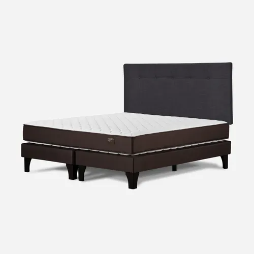 Cama Ergo T New 2 Plazas Base D.+respaldo New Bennet Grafito