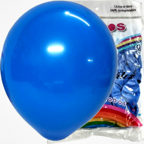 100 Globos Latex Estandar Fashion R12 Azul Rey Calidad Helio