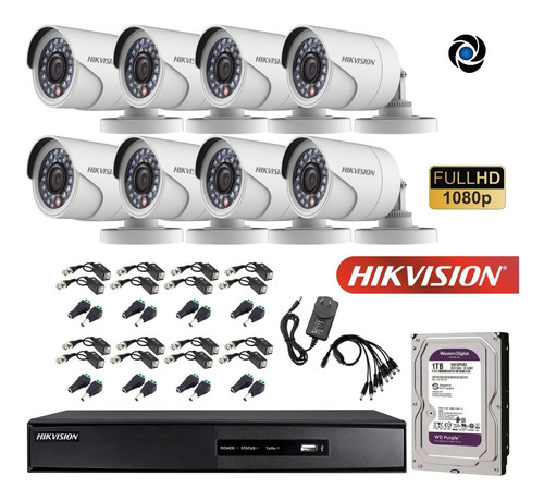 Imagen 4 de 10 de Kit Seguridad Hikvision Dvr 16ch + 8 Camaras 2mp + Disco