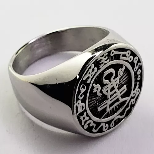 anillo de acero inoxidable pentagrama salomon sello infierno sobre natural 