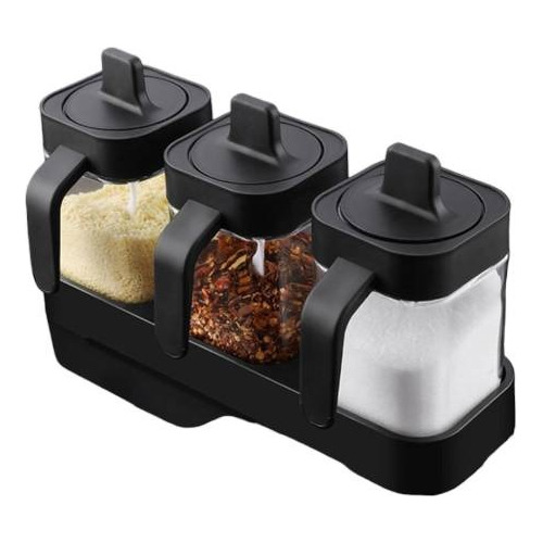 Set De 3 Especieros Condimenteros 400ml Vidrio Organizador