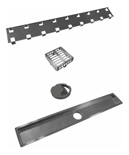 Ralo Linear Oculto Banheiro 60x8cm Invisível Inox Sifonado