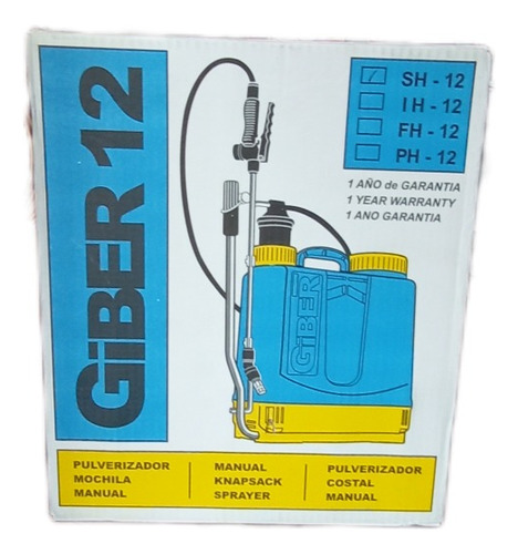 Pulverizador Manual Giber Sh12 - 12l Para Jardín Azul Acero