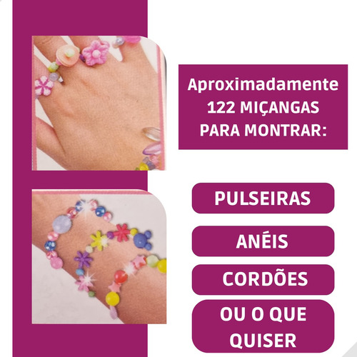 Kit Bandeja Com 122 Miçangas Coloridas Para Pulseiras, Anéis