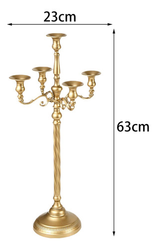 Castiçal Com Candelabro De 5 Ramos Para Dourado 23x63cm