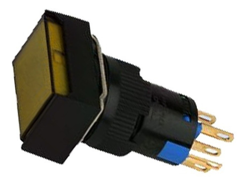 Botón Pulsador Iluminado 16mm Rectangular 24v Ámbar (26101)