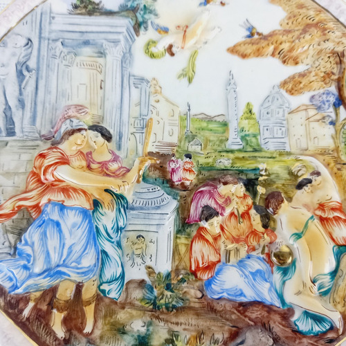 Raro Centro Porcelana Capodimonte Antiguo Años 1920 Vealo (Usado)