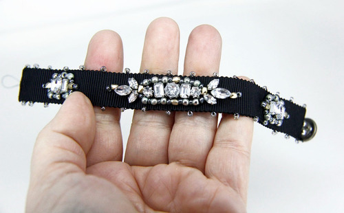 Pulseira Bijouteria Preta Com Strass