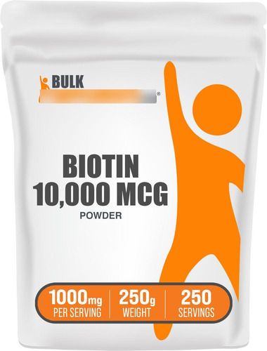 Biotina 10000 Mcg Cabello Piel Y Uñas Energía 250 Gramos