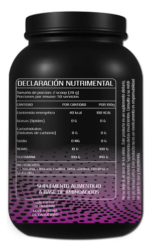 Aminoácidos Bcaas + Glutamina Fast 1kg Varios Sabores Mango
