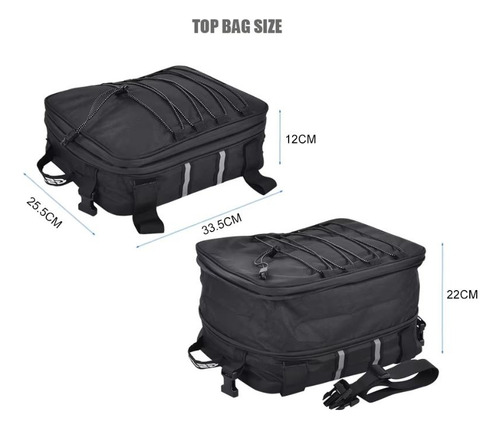 Mochila Para Top Case Superior Gs Adv Impermeable Expandible Negro Liso
