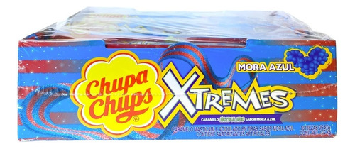 Chupa Chups Xtremes Tiras Sabor Mora Azul 18pz 57g Dulce