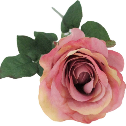 Kit 8 Rosas Artificiais Rosa Com Creme | Parcelamento sem juros