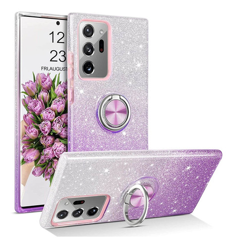 Funda Para Galaxy Note 20 Ultra, Violeta/glitter/soporte