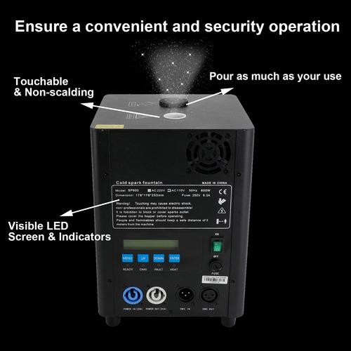 Máquina Eletrônica De Fogos De Artifício Cold Spark 600w Dmx