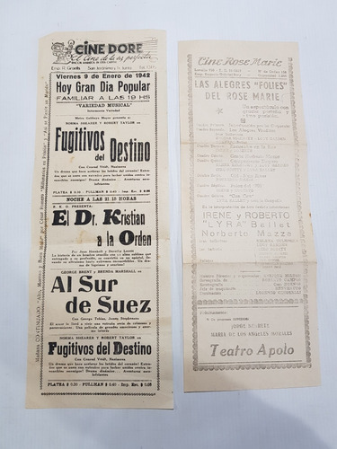 Imagen 5 de 9 de Antiguos Programas De Cine Lote X 9 Mag 59604
