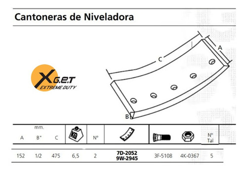 Cantonera Para Motoniveladora 7d2052b/9w2945 Al Boro