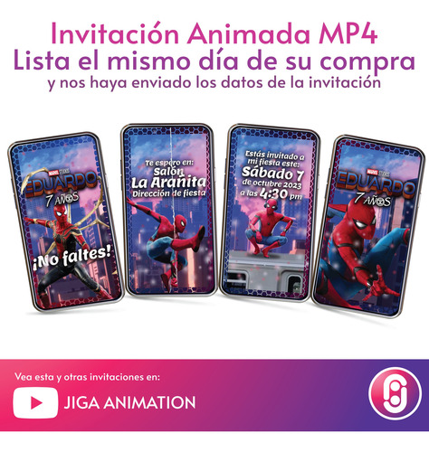 Invitación Digital Video Mp4 Animada - Jiga Animation Spider Man