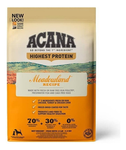 Acana Meadowlan Perro 11,3kg Con 30% Proteina