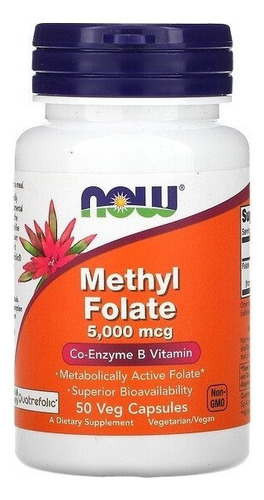 Now Foods Methylfolate - Folato De Metllo Vit B, 50 Caps 5000 Mcg - Sin sabor