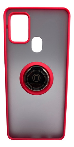 Funda Para Samsung A21s Uso Rudo Con Anillo Matte Ring Rojo A21s