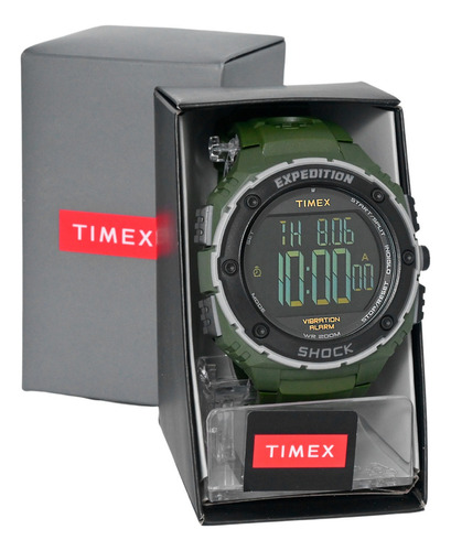 Relógio Timex Masculino Digital Expedition Shock Tw4b24100 Cor da correia Verde Cor do bisel Preto Cor do fundo Preto