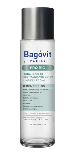 Agua Micelar Bagovit Pro Bio Limpieza Revitalizante 200 Ml