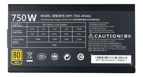 Imagen 9 de 10 de Fuente 750w Coolermaster Mwe Gold 80+ Full Modular