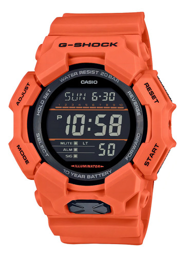 Reloj Casio Hombre Gd-010-4 Ts Correa Naranja Bisel Naranja Fondo Negro