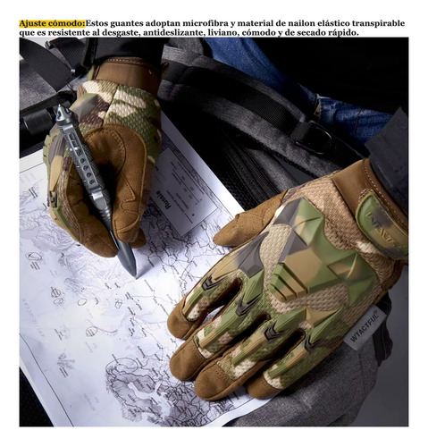 Guante Tactico Dedo Completo - Caza - Airsoft - Moto Camuflaje Xl