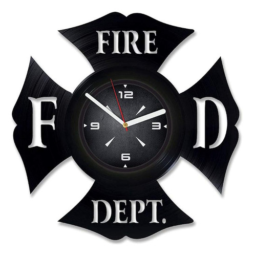 Logotipo Del Departamento De Bomberos Reloj De Pared De Disc