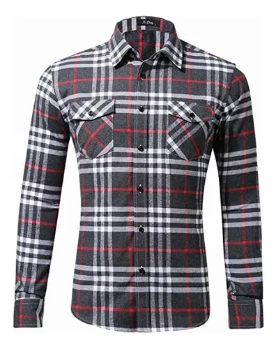 Camisas Hombre, Camisa Franela Cuadro Leñador Crudo