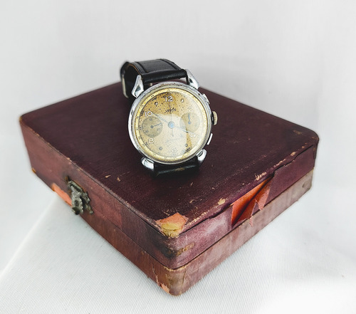 Reloj Cronografo Venus-landeron. Raro. Muy Antiguo. Excelent Negro Plateado Chocolate (Usado)