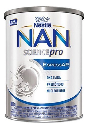 Fórmula infantil em pó sem glúten Nestlé Nan EspessAR sabor without flavor en lata de 1 de 800g - 0  a 12 meses