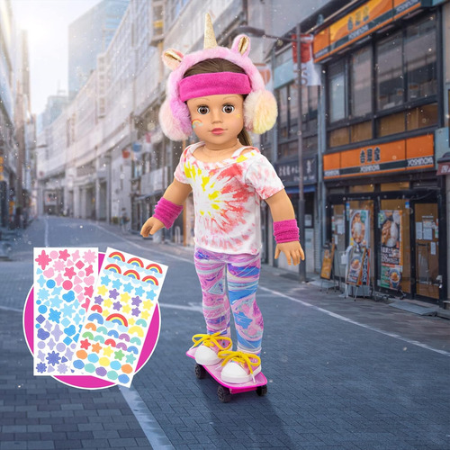 Elemento De Unicornio 9 Pcs 18 Pulgadas Doll Skateboard Jueg