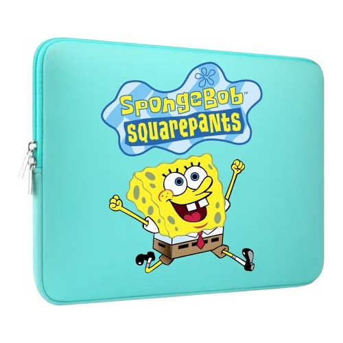 Funda Estuche Verde Agua Para Notebook Tablet De Bob Esponja